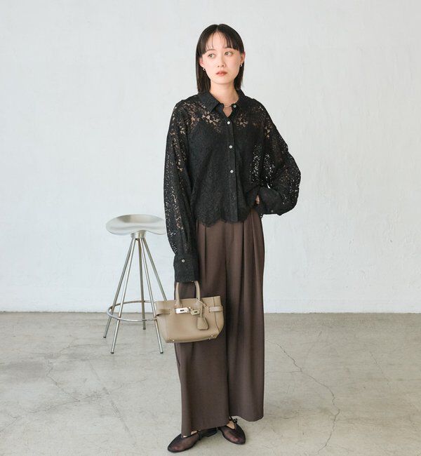  「【女性らしい抜け感】レースクロップドシャツ」|シャツ・ブラウス|
