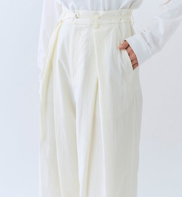  「【美シルエット】クロスタックワイドパンツ」|チノ|
