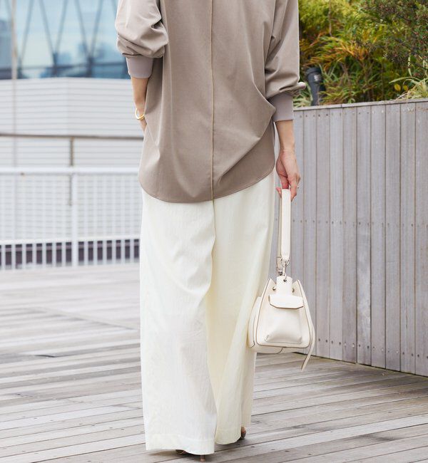 「【美シルエット】クロスタックワイドパンツ」|チノ|