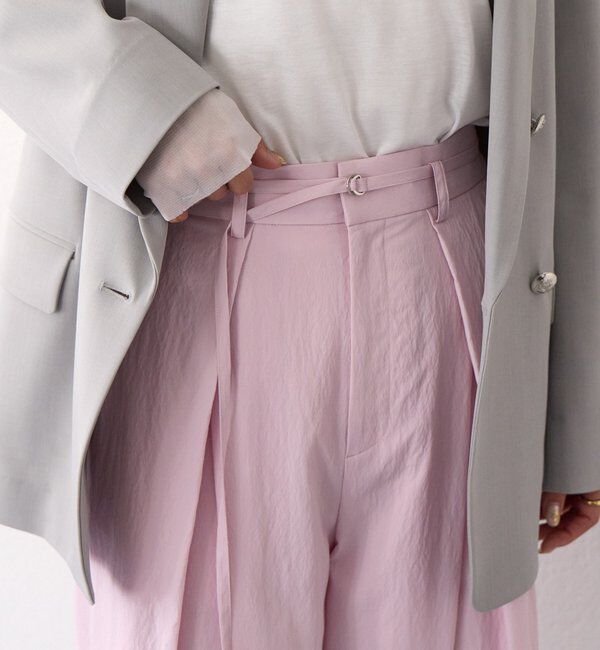  「【美シルエット】クロスタックワイドパンツ」|チノ|