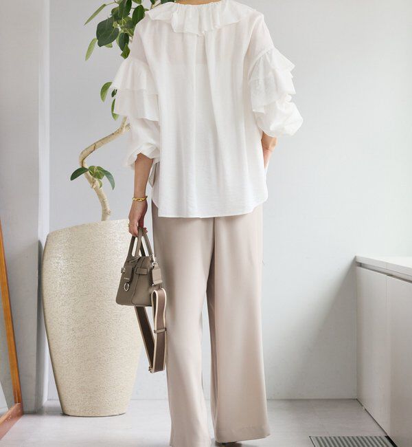  「【オケージョンや通勤に】ダブルサテンタックパンツ」|チノ|