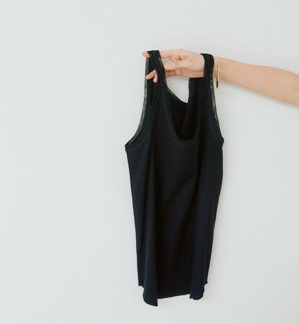  「【フェミニンなムードを演出】チュールリブタンクトップ」|キャミソール|