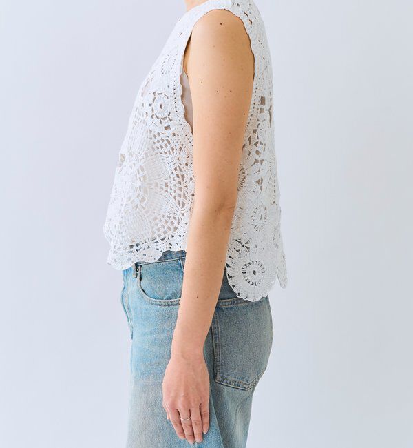  「【着映え】エンブロイダリーベスト」|ニット・セーター|