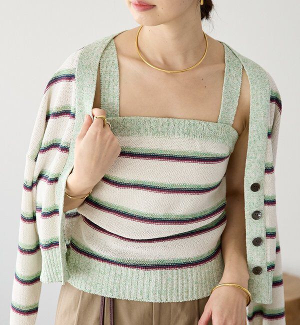  「【アンサンブル着用可能】マルチボーダーニットキャミ」|ニット・セーター|
