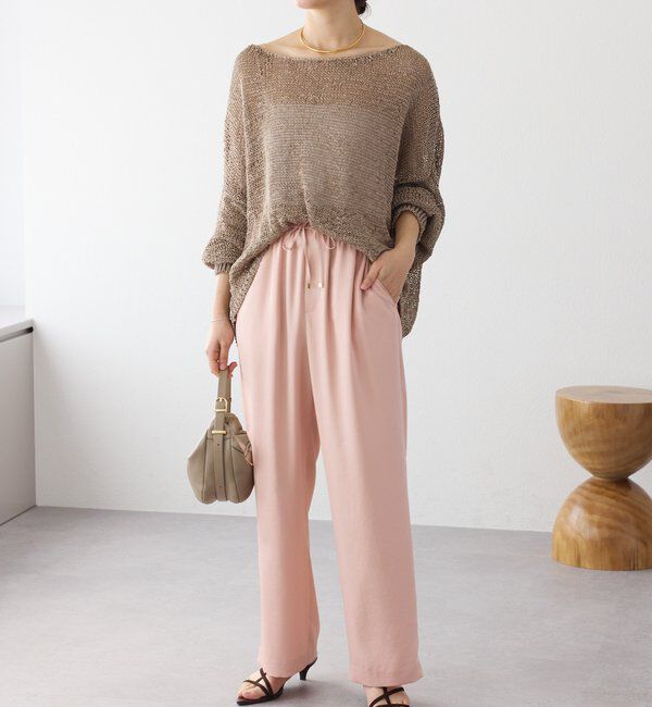  「【上品な光沢】サテンツイルイージーパンツ」|チノ|