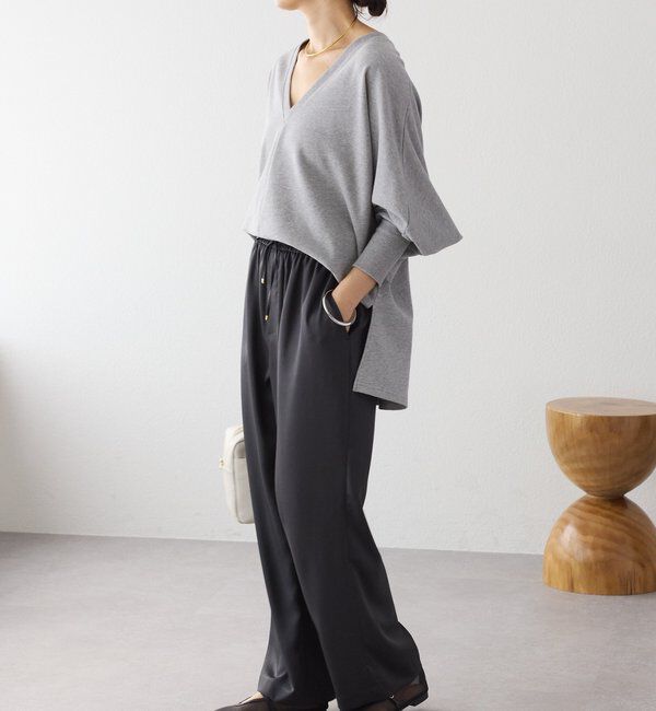  「【上品な光沢】サテンツイルイージーパンツ」|チノ|