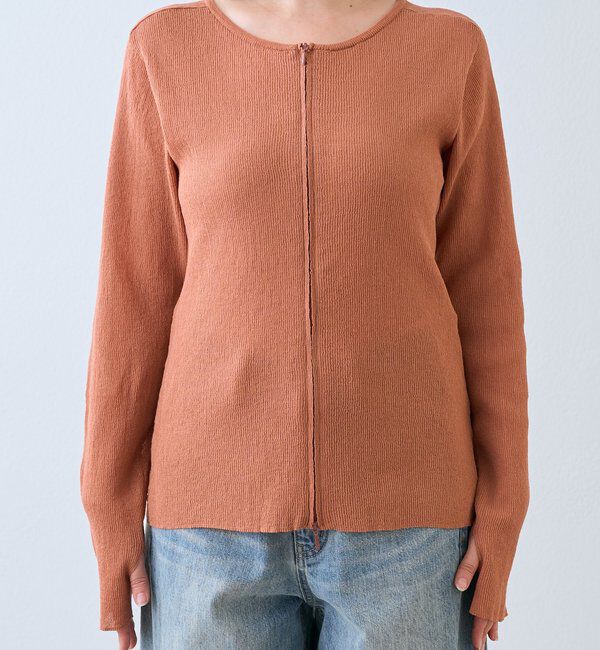  「【抜け感】ZIPリブニットカーディガン」|カーディガン|