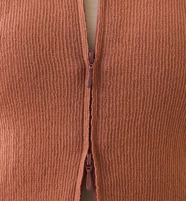  「【抜け感】ZIPリブニットカーディガン」|カーディガン|