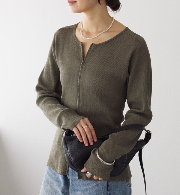  「【抜け感】ZIPリブニットカーディガン」|カーディガン|
