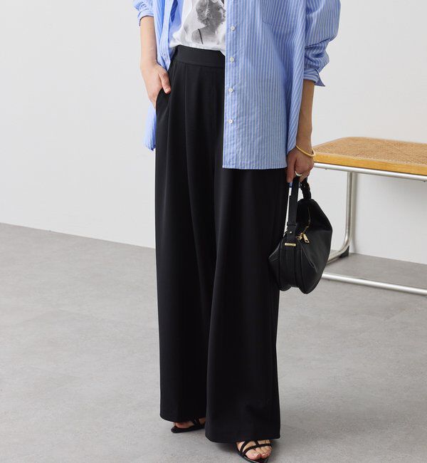  「【3サイス展開】ジャージータックワイドスラックス」|チノ|