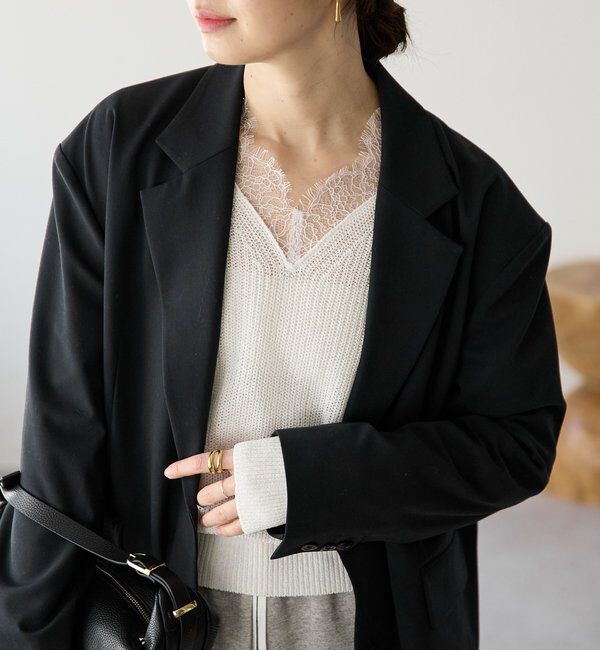  「【こなれ感抜群/接触冷感機能付き】ワイドショルダージャケット」|テーラードジャケット|