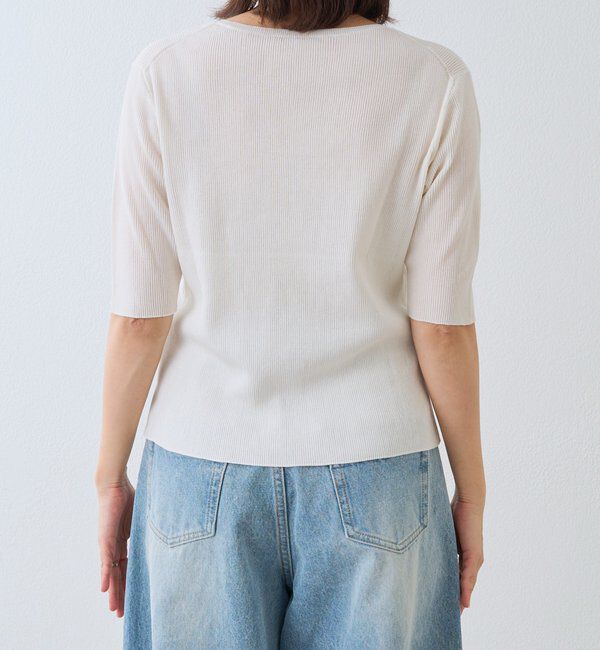  「予約【アンサンブル対応可】コットンUネックリブニット」|ニット・セーター|