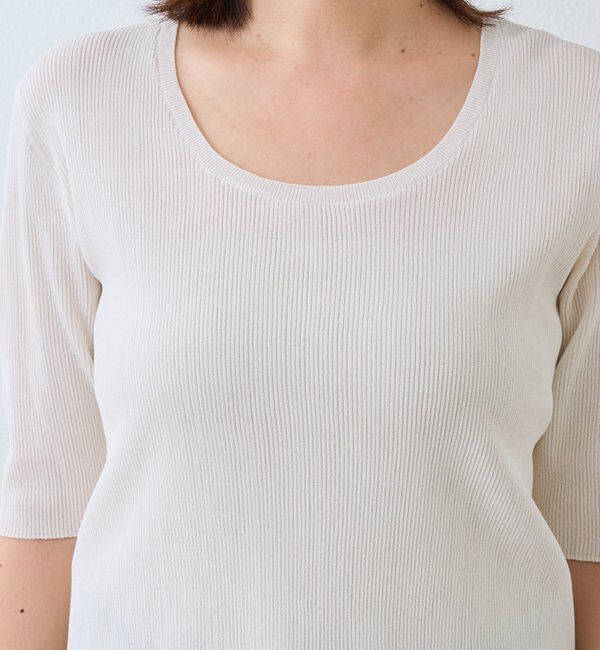  「予約【アンサンブル対応可】コットンUネックリブニット」|ニット・セーター|