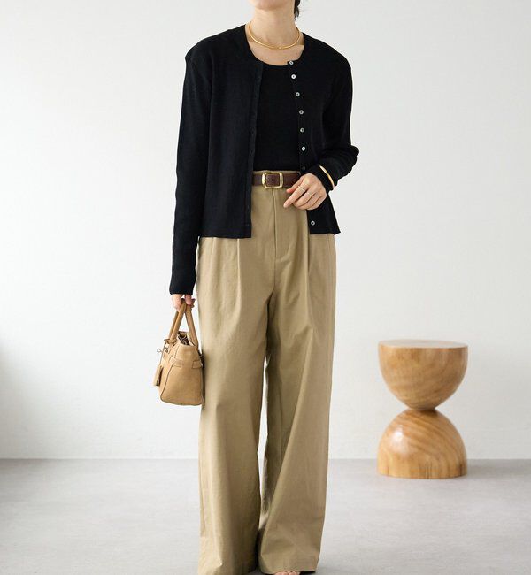  「予約【アンサンブル対応可】コットンUネックリブニット」|ニット・セーター|