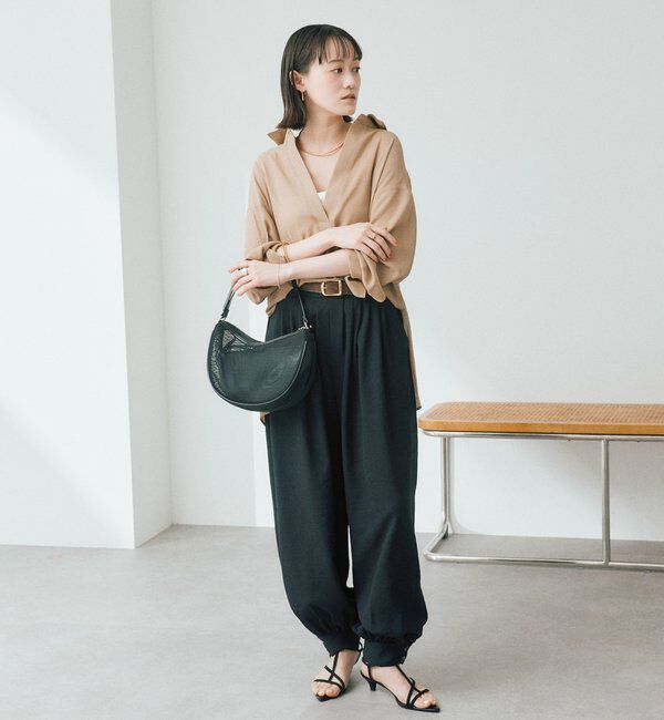  「予約【鮮度抜群/防シワ性/紫外線防止】リネンライクアラジンパンツ」|チノ|