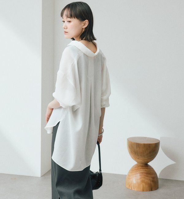  「予約【涼し気な抜け感】メッシュスキッパーシャツ」|シャツ・ブラウス|