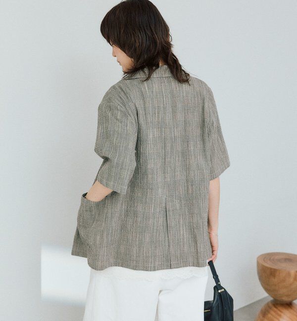  「予約【こなれた印象に】バンピーチェックハーフスリーブジャケット」|テーラードジャケット|