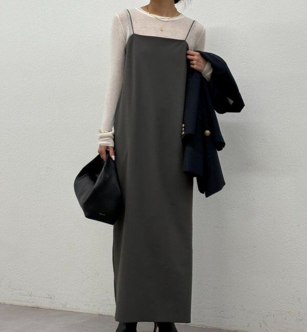  「【3サイズ展開】ストレッチマキシキャミワンピース」|ワンピース|