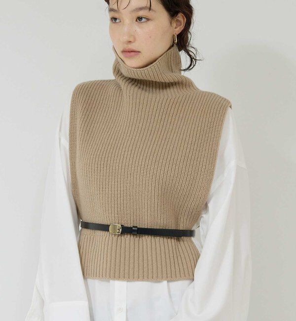  「レイヤードニットベスト」|ニット・セーター|キャメル