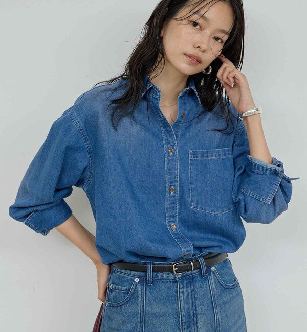  「バックフレアデニムシャツ」|シャツ・ブラウス|ブルー