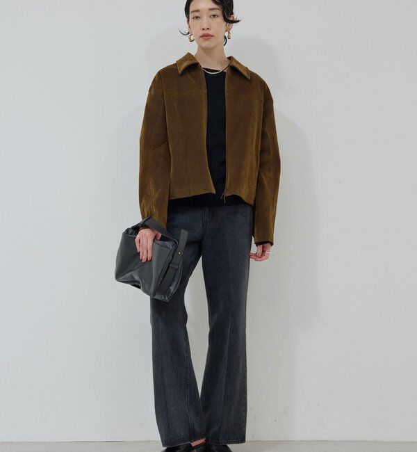  「【手洗い可】フロッキーデニムジップブルゾン」|ベスト・ジレ|