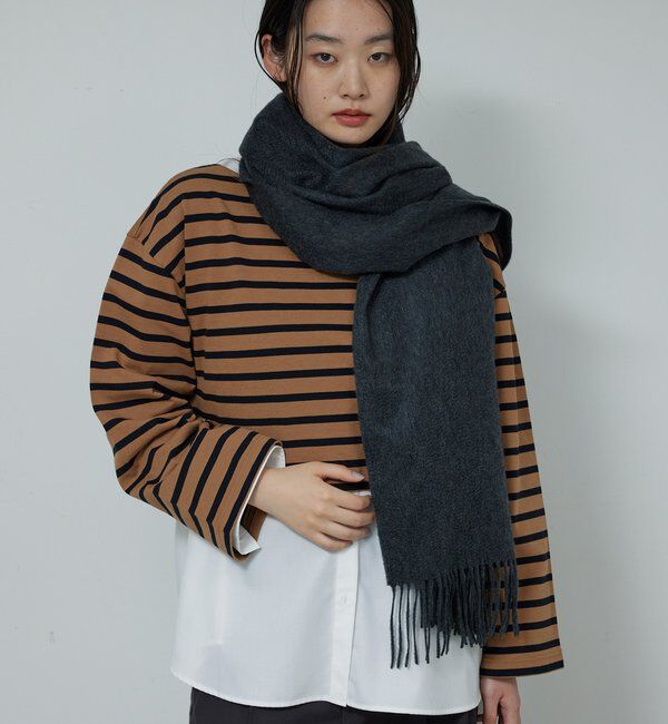  「ベーシックカシミヤストール」|マフラー|チャコールグレー