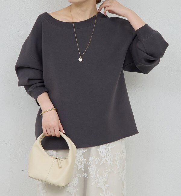  「【新色BR登場！】【大人のスウェット】ボートネックスウェット」|Tシャツ・カットソー|ブラウン