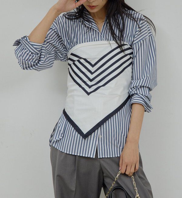  「【MANAKAコラボ】スカーフセットシャツ」|シャツ・ブラウス|ブルー