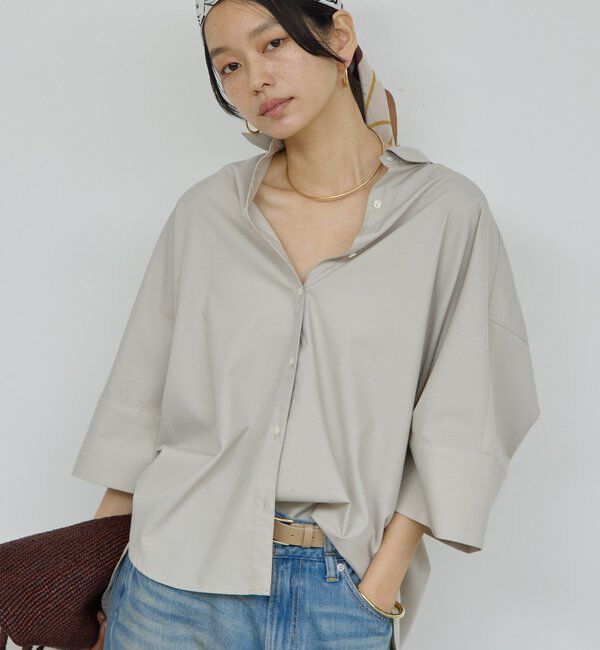  「ハーフスリーブシャツ」|シャツ・ブラウス|グレージュ