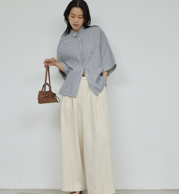  「リネンダブルタックパンツ」|チノ|