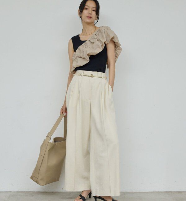  「リネンダブルタックパンツ」|チノ|