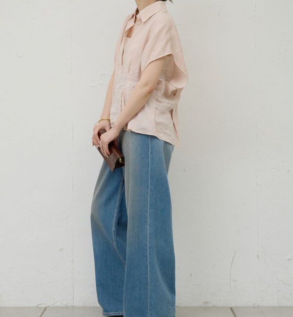  「【WEB限定】ハーフスリーブウエストシェイプシャツ」|シャツ・ブラウス|