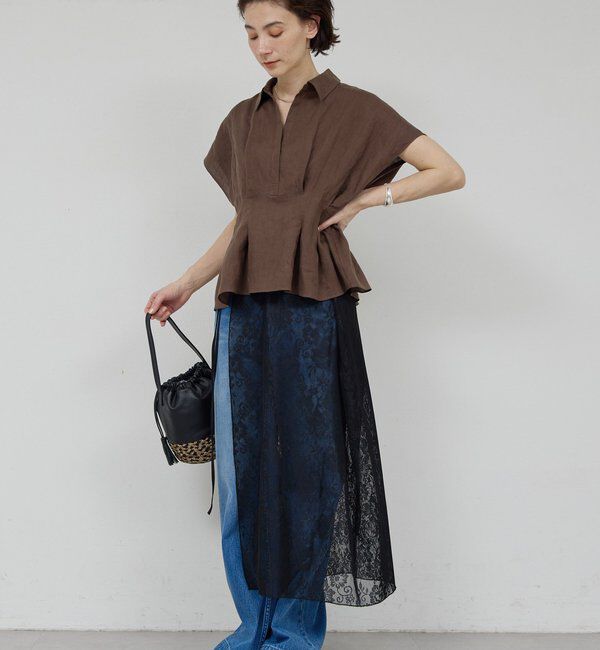  「【WEB限定】ハーフスリーブウエストシェイプシャツ」|シャツ・ブラウス|