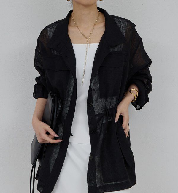  「【SACHIKOコラボ】シアーメッシュミリタリージャケット」|その他|ブラック