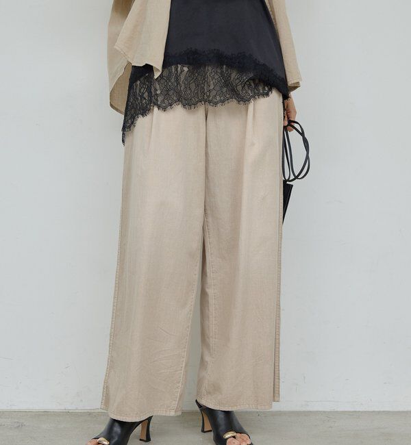  「【夏でも快適】シアーデニムパンツ」|デニム|ベージュ