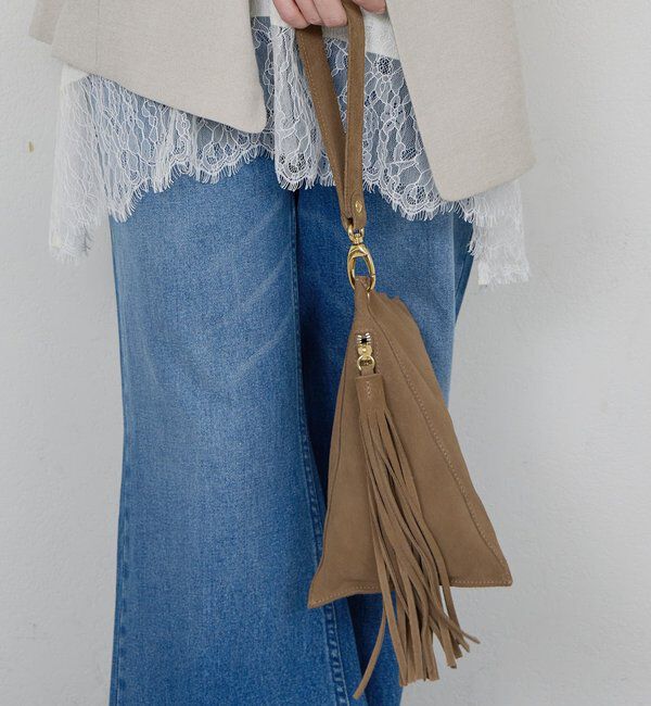  「【Maurizio Taiuti】トライアングルバッグ」|クラッチバッグ|サンドベージュ