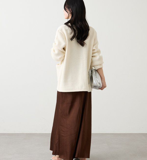  「ノーカラーニットジャケット」|カーディガン|