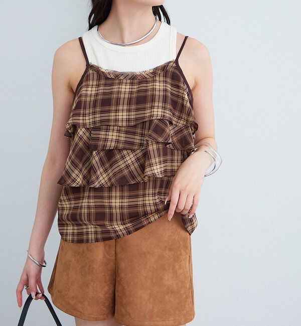  「チェックフリルキャミ」|シャツ・ブラウス|