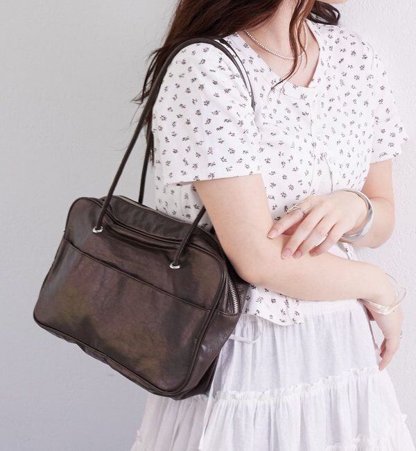  「スクエアショルダーBAG」|トートバッグ|ブラウン