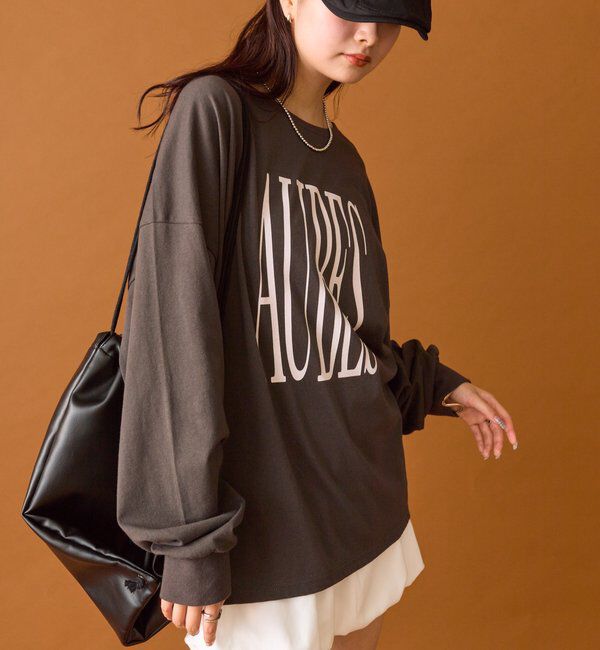  「BIGロゴロングTシャツ」|Tシャツ・カットソー|チャコールグレー