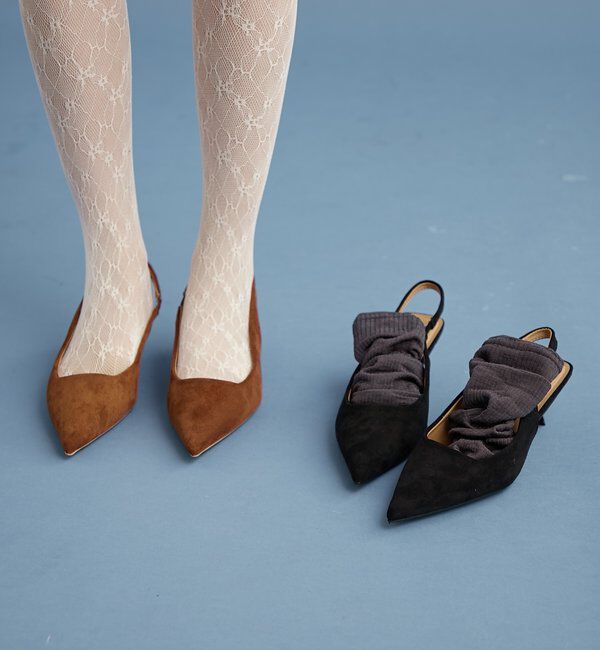  「フェイクスウェードミュール」|パンプス|キャメル