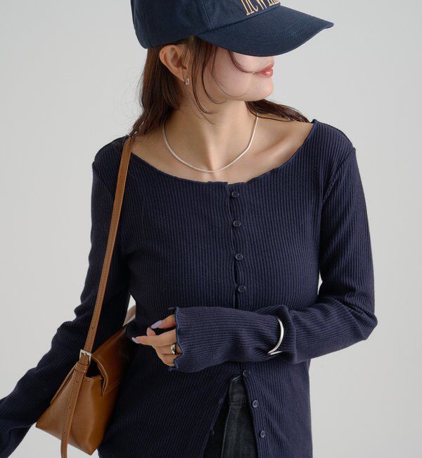  「起毛リブボタンカーディガン」|Tシャツ・カットソー|