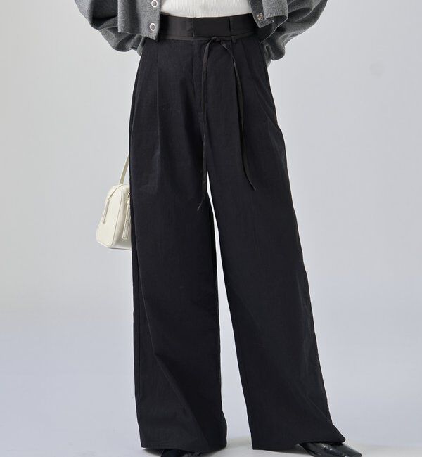  「サテンベルトパンツ」|チノ|ブラック