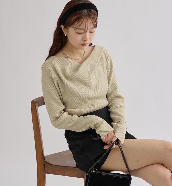  「オフショルリブニット」|ニット・セーター|