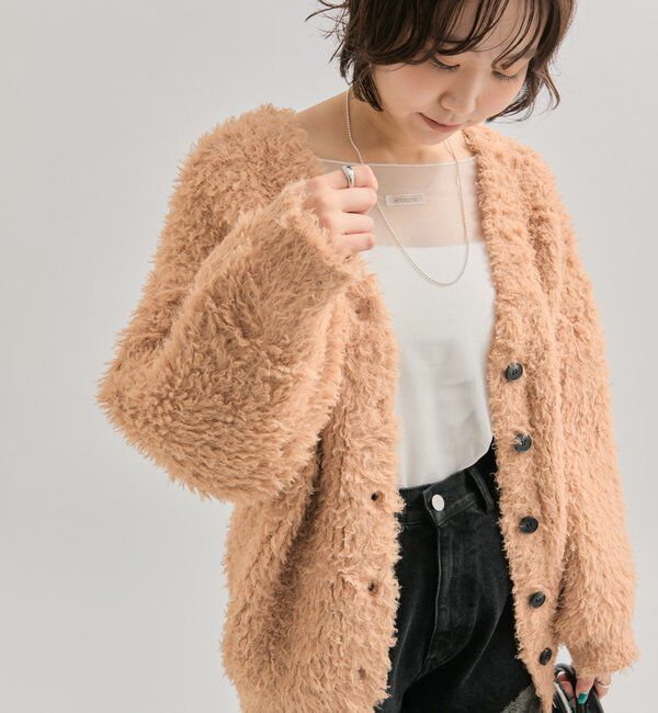  「ループボタン カーディガン」|カーディガン|キャメル