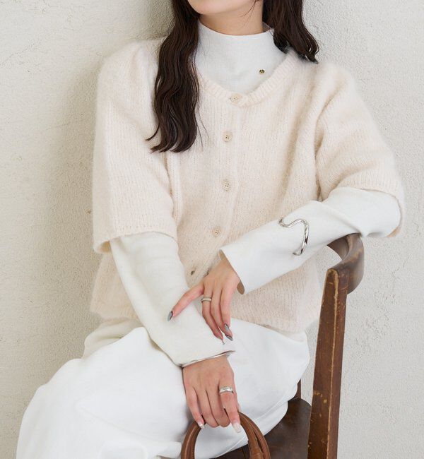  「ふわふわ半袖ニット カーディガン」|カーディガン|