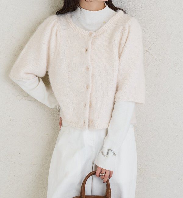  「ふわふわ半袖ニット カーディガン」|カーディガン|