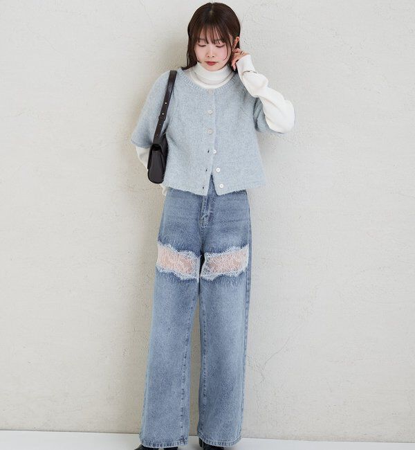  「ふわふわ半袖ニット カーディガン」|カーディガン|