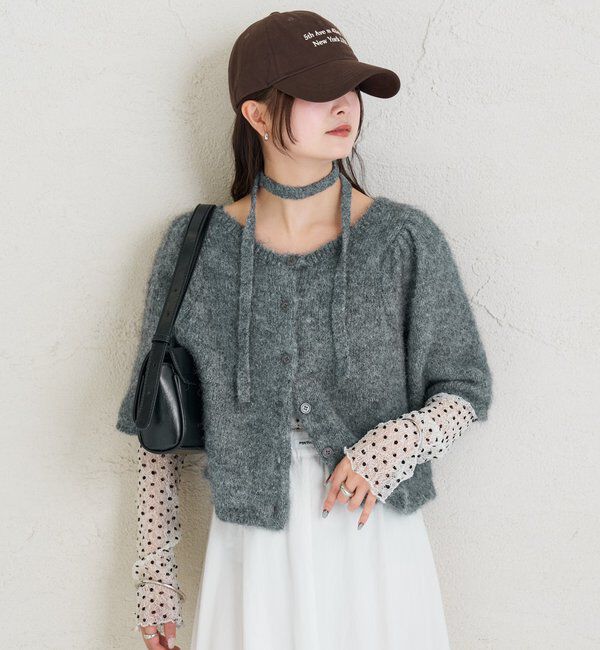  「ふわふわ半袖ニット カーディガン」|カーディガン|