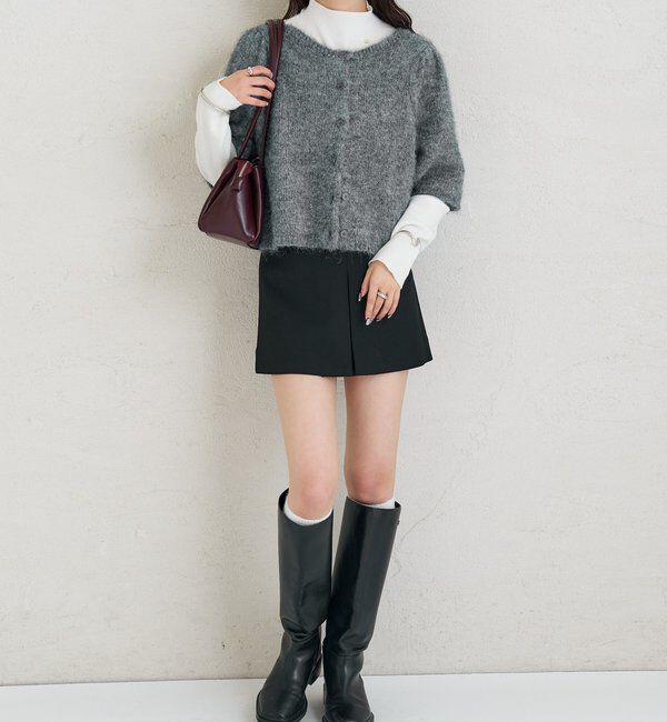  「ふわふわ半袖ニット カーディガン」|カーディガン|